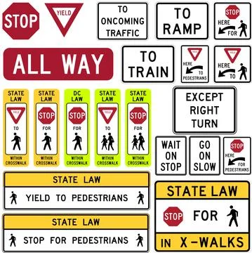 Stop and Yield, Road signs in the United States Stock Illustration