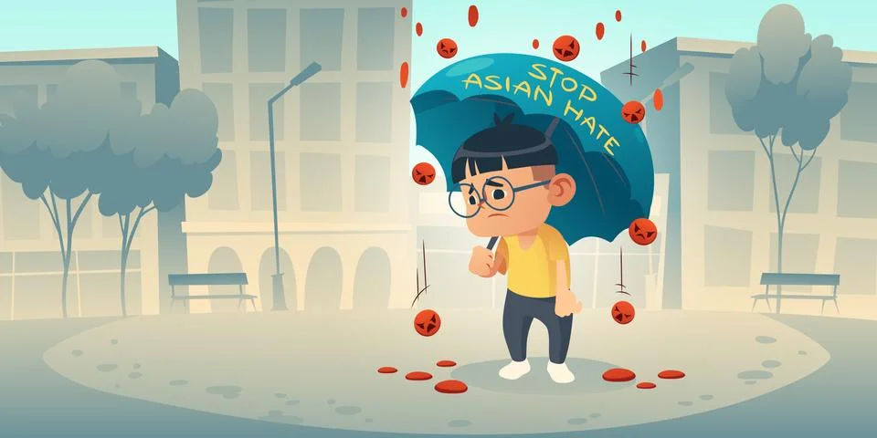 Stop Asian Hate appeal support community of Asia Stock Illustration