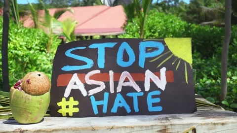 Stop Asian Hate poster fighting racism Stock Footage 160921430