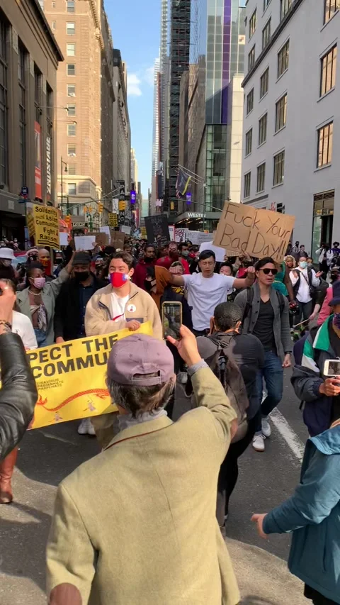 Stop Asian Hate Protest Stock Footage 157335593