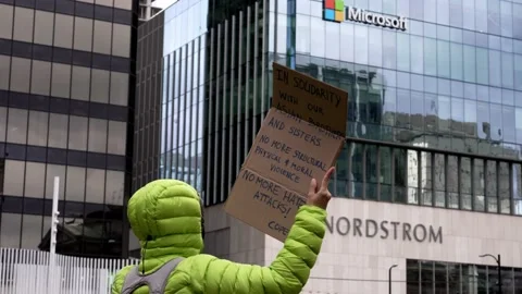 Stop Asian Hate was written on a cardboard, Vancouver, Canada, Mar 2021 Stock Footage 151662626