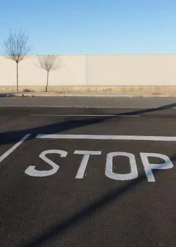 STOP on the Asphalt 库存照片