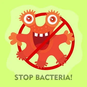 Stop Bacteria Cartoon Vector Illustration No Virus Illustrazione stock