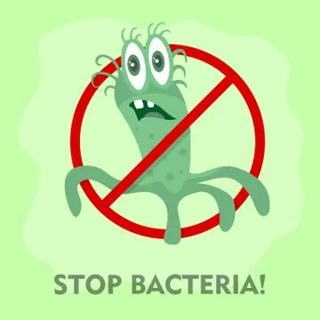 Stop Bacteria Cartoon Vector Illustration No Virus 库存插图