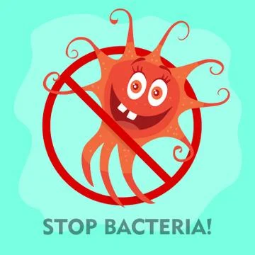 Stop Bacteria Cartoon Vector Illustration No Virus Stock Illustration