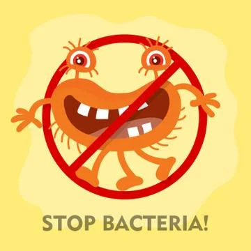 Stop Bacteria Cartoon Vector Illustration No Virus Stock Illustration