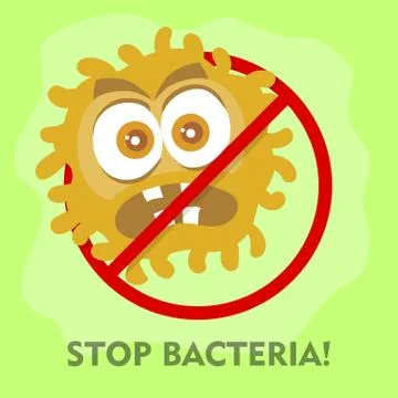 Stop Bacteria Cartoon Vector Illustration No Virus 스톡 일러스트