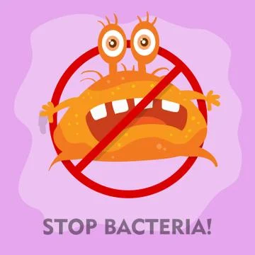 Stop Bacteria Cartoon Vector Illustration No Virus Stock Illustration