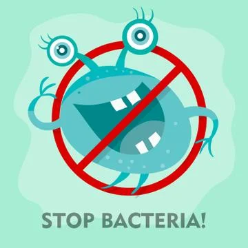 Stop Bacteria Cartoon Vector Illustration No Virus 스톡 일러스트
