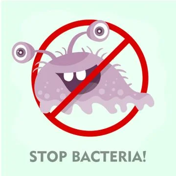 Stop Bacteria Cartoon Vector Illustration No Virus 스톡 일러스트