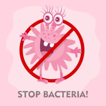 Stop Bacteria Cartoon Vector Illustration No Virus Stock Illustration