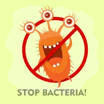 Stop Bacteria Cartoon Vector Illustration No Virus Stock Illustration