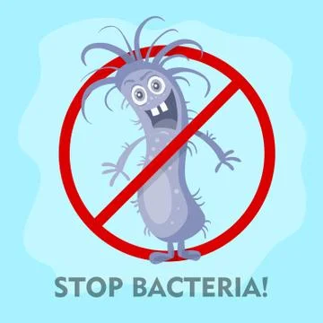 Stop Bacteria Cartoon Vector Illustration No Virus Illustrazione stock