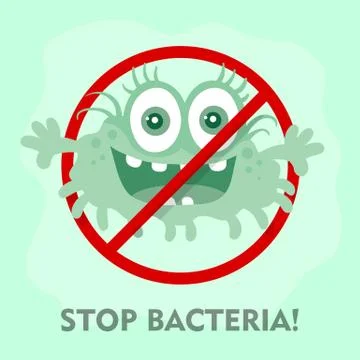 Stop Bacteria Cartoon Vector Illustration No Virus 스톡 일러스트
