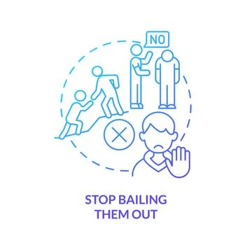 Stop bailing them out blue gradient concept icon Illustrazione stock