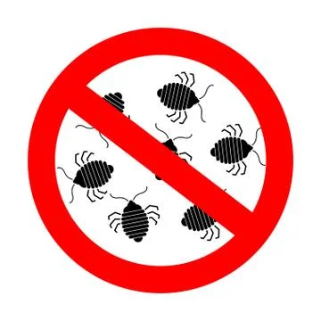 Stop bedbug. Red prohibition road sign. Ban Bed bug Stock Illustration