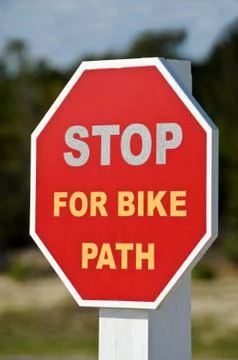 Stop For Bike Path Stock Photos