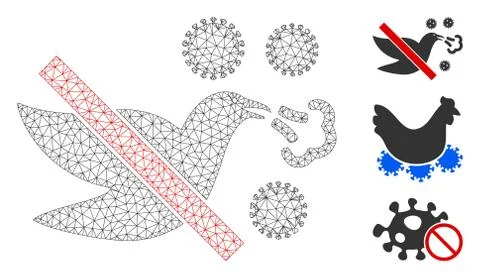 Stop Bird Flu Polygonal Frame Vector Mesh Illustration Stock Illustration