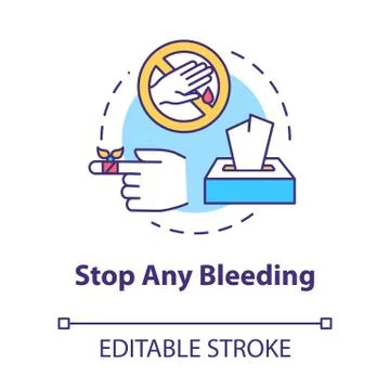 Stop bleeding recommendation concept icon. First aid, medical course, bandage Stock Illustration