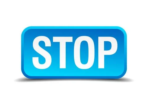 Stop blue 3d realistic square isolated button Stock Illustration