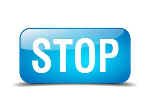 Stop blue square 3d realistic isolated web button Stock Illustration