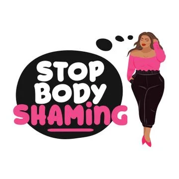 Stop body shaming - Happy plus size girl Stock Illustration