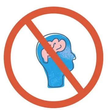 Stop brain sign icon. Restrict symbol. Vector  illustration. Stock Illustration