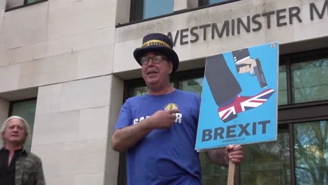 ‘Stop Brexit Man’ cleared of flouting ban on playing music near Parliament Stock Footage 306582662