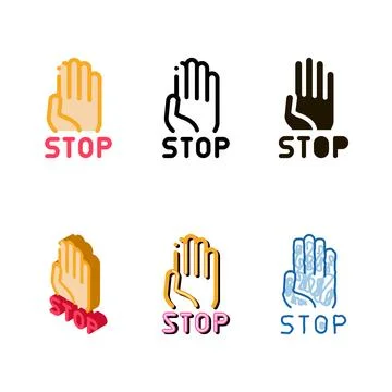 Stop bullying icon series vector outline Stock Illustration