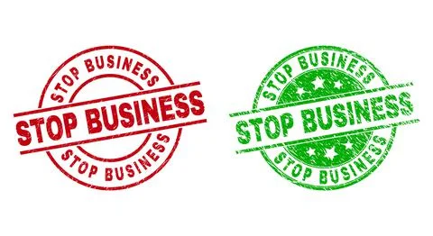 STOP BUSINESS Round Seals Using Unclean Style Illustration
