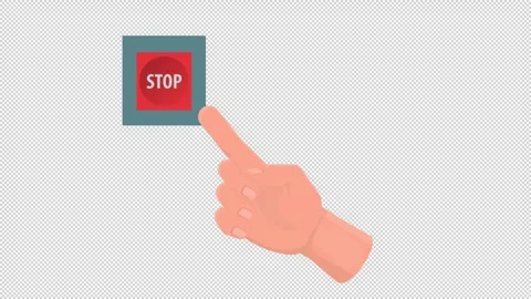 Stop button. Animation of a hand pressing the stop button. Cartoon Stock Footage 275251348