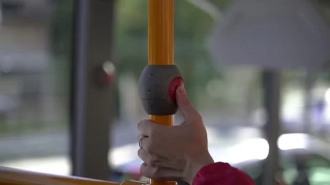 Stop button. Button on the bus to stop. Stock Footage 236346254
