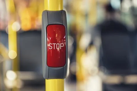 Stop button on a german City Bus for getting off. Foto stock