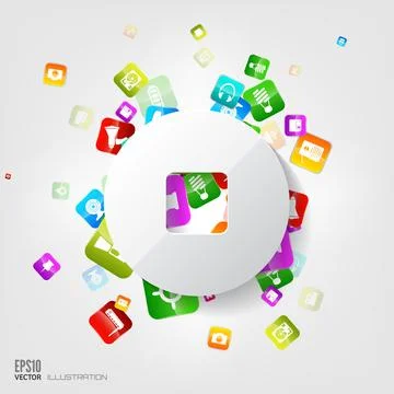 Stop button icon. Application button.Social media and cloud computing. 스톡 일러스트