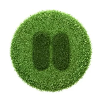 A stop button icon depicted with a textured green grass surface Stock Illustration