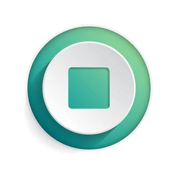Stop button icon in flat style. Sound control vector illustration on isolat.. Stock Illustration