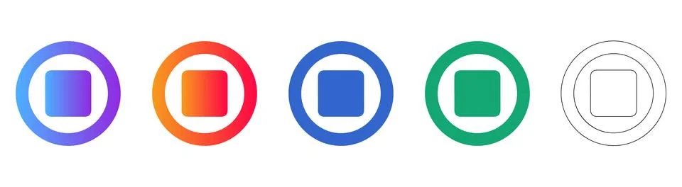 Stop Button Icon Set for Media Players Stock Illustration