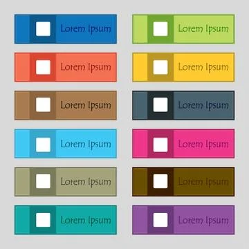 Stop button  icon sign. Set of twelve rectangular, colorful, beautiful, high- Stockillustratie