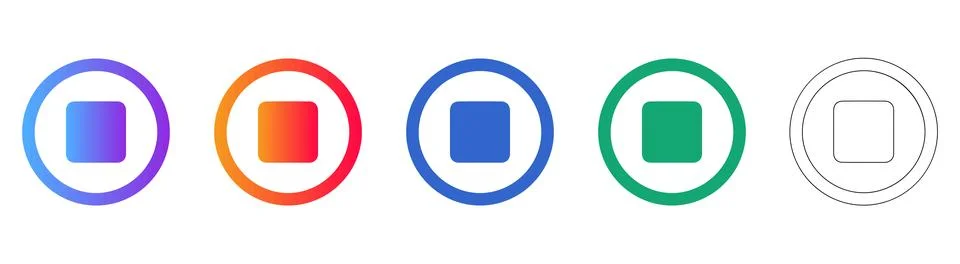 Stop Button Interface Icons 스톡 일러스트
