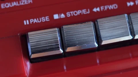 Stop Button on the Tape Recorder Stock Footage 87056672