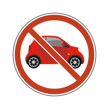 Stop car sign vector isolated. Circle prohibited sign banner no car, no parki Stock Illustration