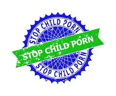 CHILD PORN Stamp with Scratched Surface and Double Parallel Lines ...