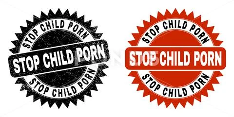 STOP CHILD PORN Black Rosette Watermark with Distress Style  