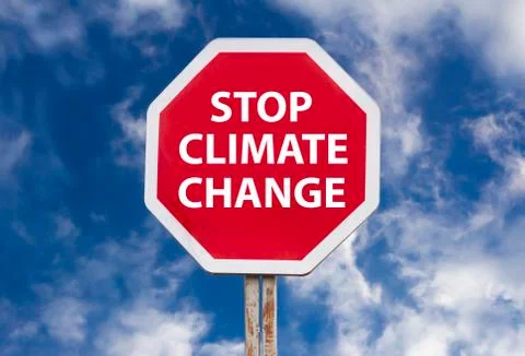 Stop climate change sign Stock Photos