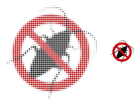 Stop Cockroach Halftone Dotted Icon Illustrazione stock