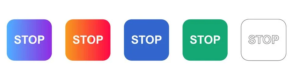 Stop Command UI Button Icons Stock Illustration