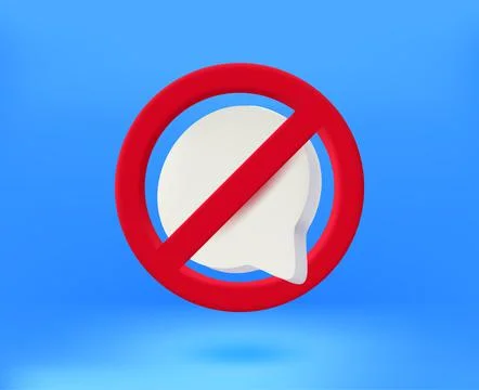 Stop Communicate concept with speech cloud icon. 3d vector illustration Stock Illustration