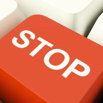 Stop computer key showing denial panic and negativity 스톡 일러스트