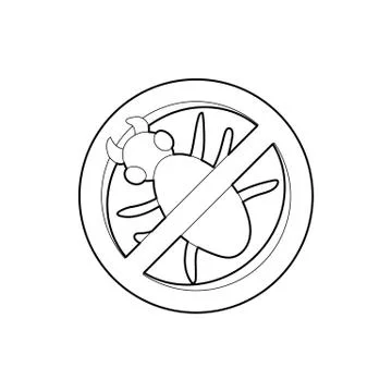 Stop computer virus sign icon, outline style Stock Illustration