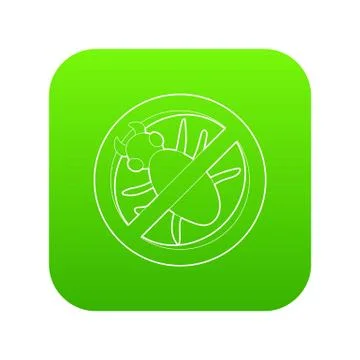 Stop computer virus sign icon green vector 스톡 일러스트